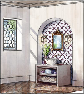 Powder Room design and rendering