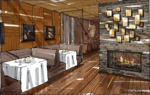 Presentation Rendering for West Hollywood Restaurant.